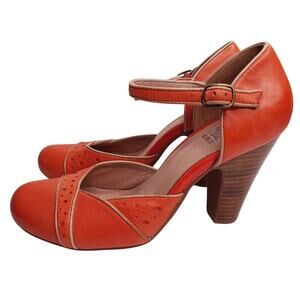 Miz Mooz Nicolina Block Heels Ankle Strap 8 Retro Comfort Leather Shoes 40s Fall